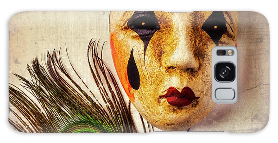 Mask And Peacock Feather Galaxy Case featuring the photograph Mask And Peacock Feather by Garry Gay