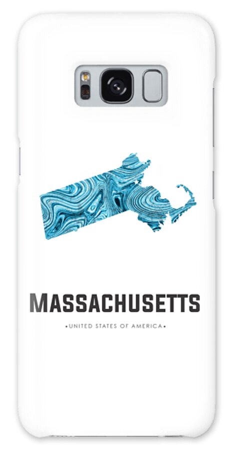 Massachusetts Galaxy Case featuring the mixed media Massachusetts Map Art Abstract in Blue by Studio Grafiikka