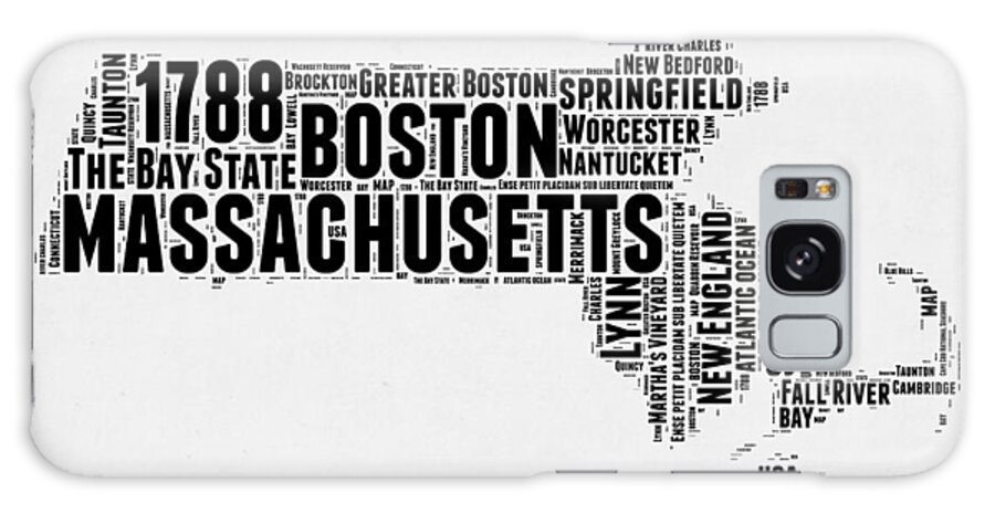  Galaxy Case featuring the photograph Massachusetts Word Cloud Map 2 by Naxart Studio