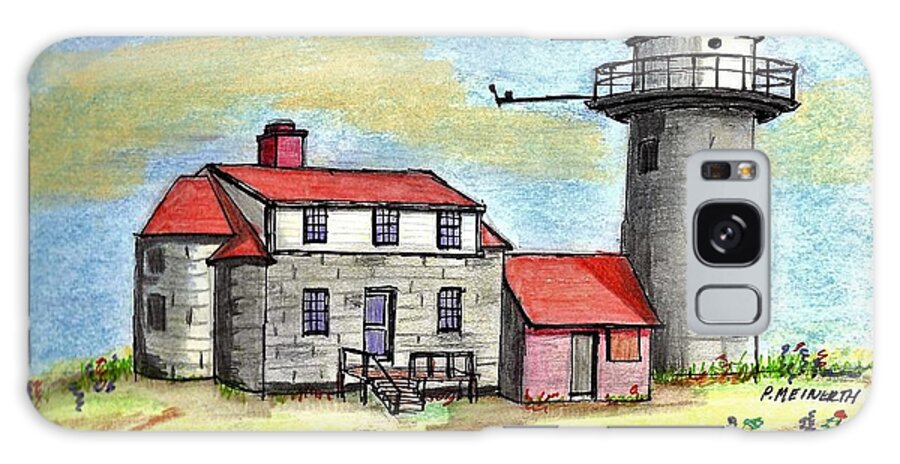 Maine Light Houses Galaxy Case featuring the drawing Matinicus Rock Light by Paul Meinerth