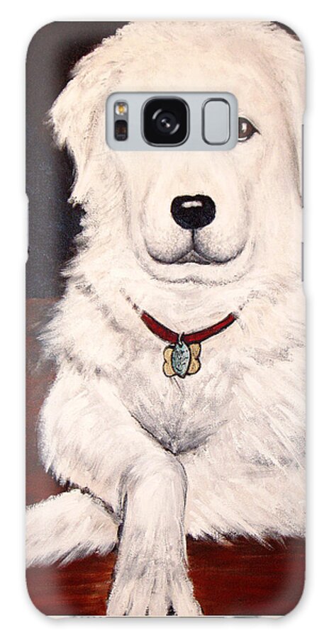 Dog Galaxy Case featuring the painting Matisse- Portrait of a Hungarian Kuvasz by Nancy Mueller