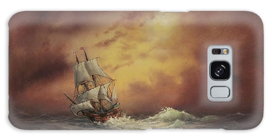 Mayflower Galaxy Case featuring the painting Mayflower At Sea by Tom Shropshire