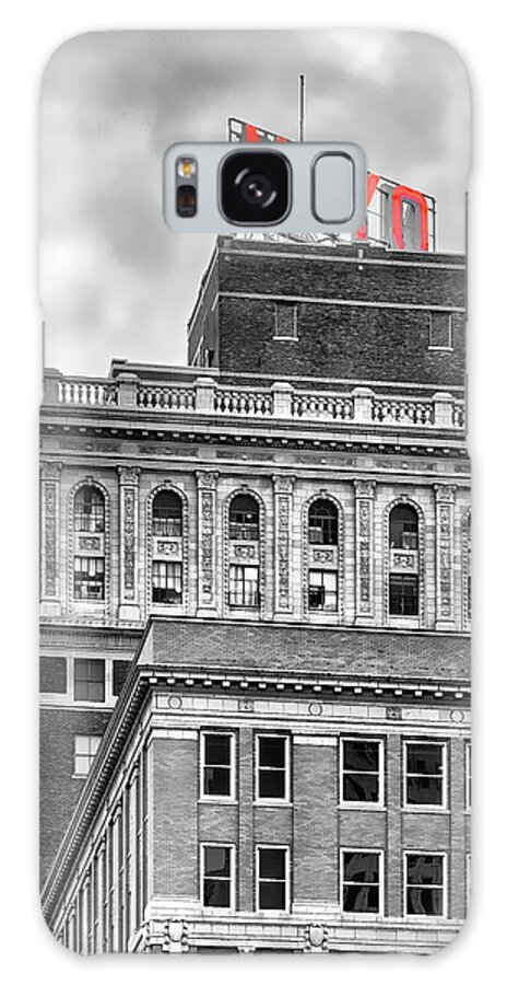 Mayo Galaxy Case featuring the photograph Mayo Hotel Black and White Impression Red Sign by Bert Peake
