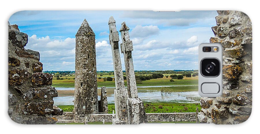 6th Century Galaxy Case featuring the photograph McCarthy's Tower at Ireland's Clonmacnoise by James Truett