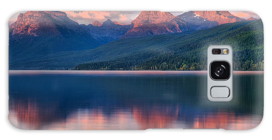 Lake Mcdonald Galaxy Case featuring the photograph McDonald Red Peak Reflections by Adam Jewell