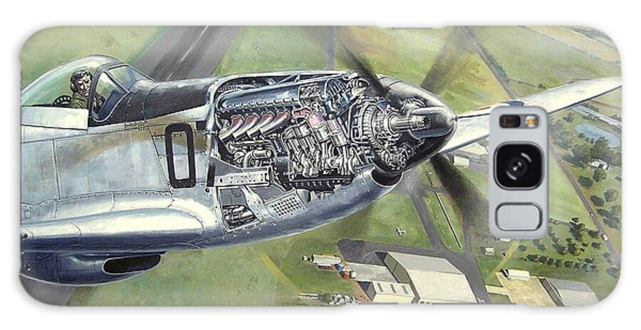 Mustang. Merlin Aircraft Engine. Cutaway Engine. Scone Airport. Col Pay 07 Mustang. North American P51 Mustang. Galaxy S8 Case featuring the painting Merlin Magic over Scone by Colin Parker