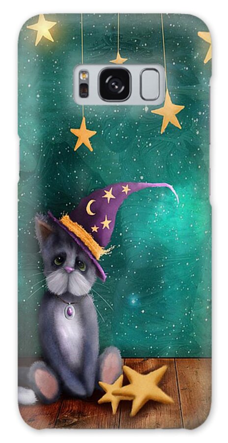 Cat Galaxy Case featuring the painting Merlin The Moggy Cat by Joe Gilronan