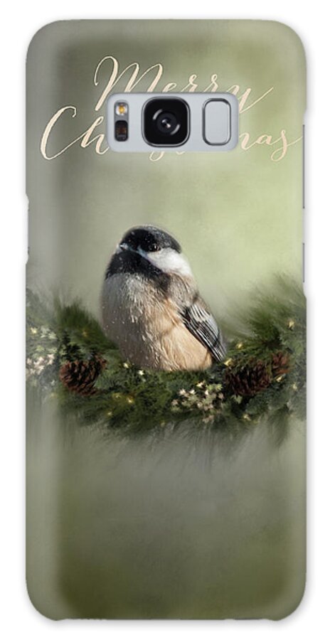 Song Bird Galaxy Case featuring the photograph Merry Christmas Chicadee 1 by Cathy Kovarik
