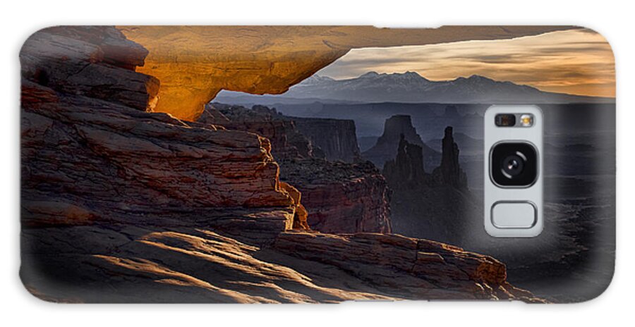 Canyon Lands Galaxy Case featuring the photograph Mesa Arch Glow by Jaki Miller