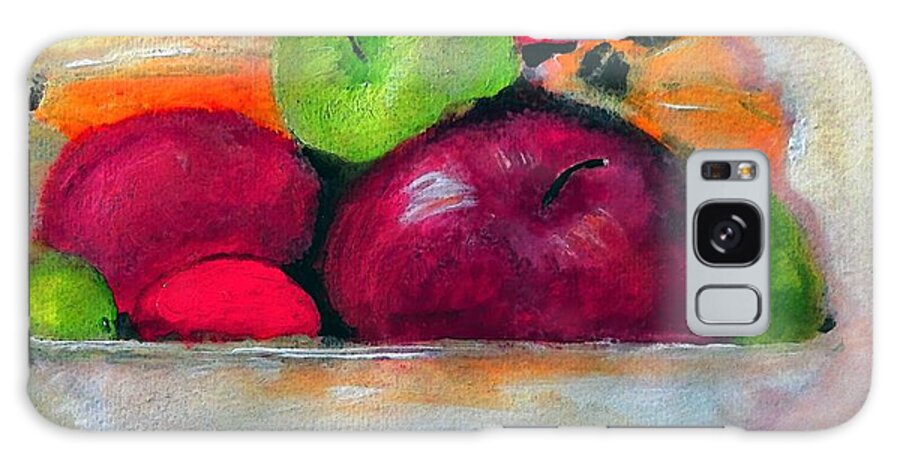 Fruit Galaxy Case featuring the painting Messing Around With Fruit Bowl Design on White by Lisa Kaiser