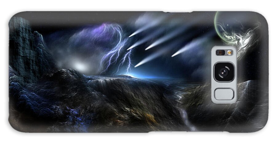 Meteorologist Galaxy Case featuring the digital art Meteors Fractal Art Composition by Rolando Burbon