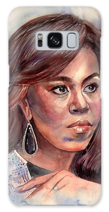 Michelle Galaxy Case featuring the painting Michelle Obama portrait by Suzann Sines