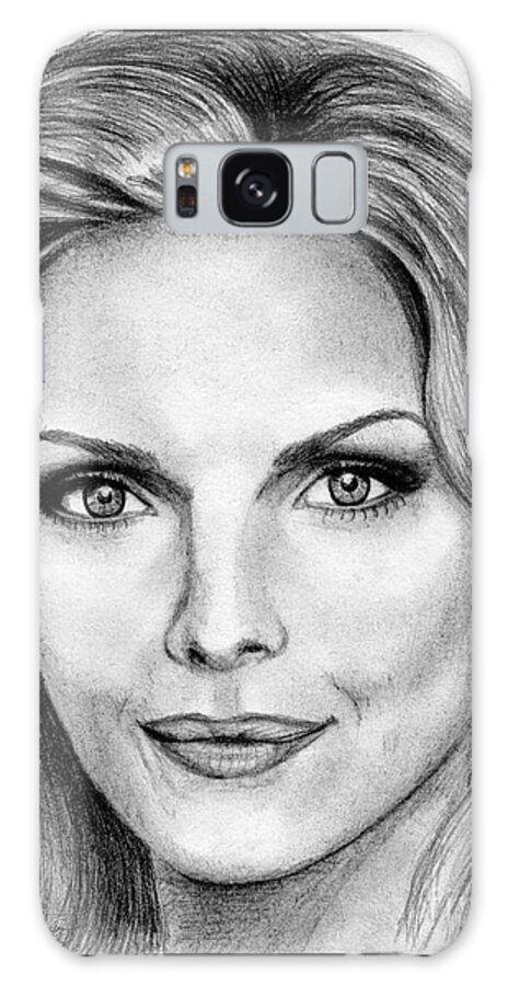 Michelle Pfeiffer Galaxy Case featuring the drawing Michelle Pfeiffer in 2010 by J McCombie
