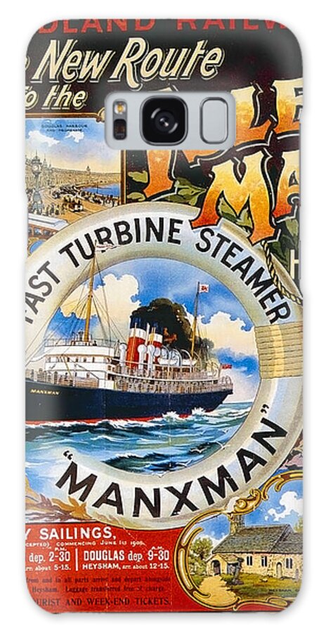 Midland Galaxy Case featuring the painting Midland railway, steam boat, Isle of man, poster by Long Shot