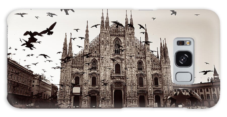 Milan Galaxy Case featuring the photograph Milan Cathedral Square pigeon by Songquan Deng