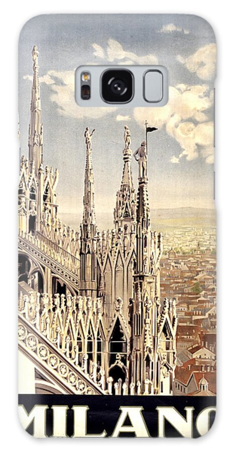 Milano Galaxy Case featuring the mixed media Milano Travel Poster - Milano Cathedral, Italy - Retro travel Poster - Vintage Poster by Studio Grafiikka