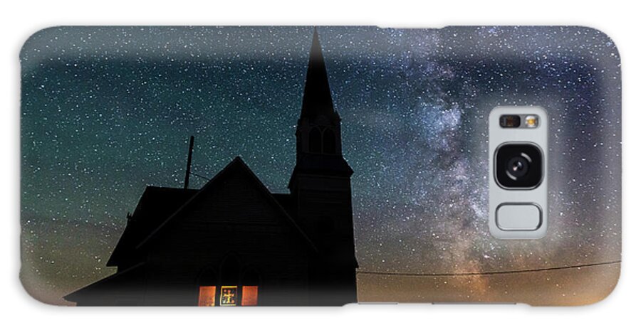 Old Church Near Spokane Galaxy Case featuring the photograph Milky Way and Old Church by Yoshiki Nakamura