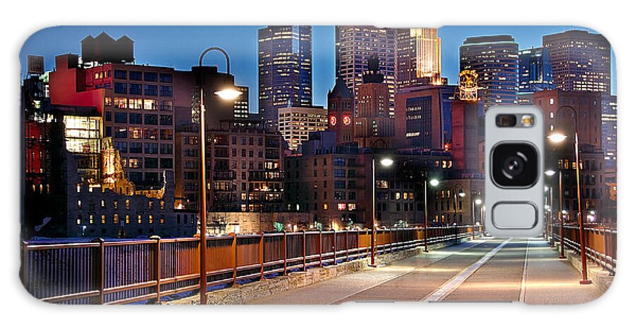Minneapolis Skyline Galaxy Case featuring the photograph Minneapolis Skyline from Stone Arch Bridge by Jon Holiday