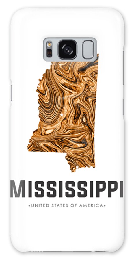 Mississippi Galaxy Case featuring the mixed media Mississippi Map Art Abstract in Brown by Studio Grafiikka