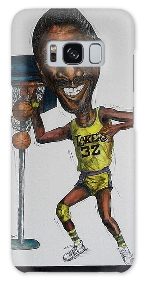 Magic Johnson Galaxy Case featuring the mixed media MJ Caricature by Michelle Gilmore