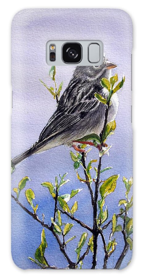 Petrified Forest. Artist In Residence Galaxy Case featuring the painting Momma Finch by Debra Jones