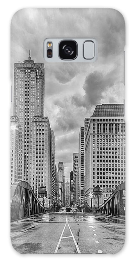 Windy Galaxy Case featuring the photograph Monochrome Image of the Marshall Suloway and LaSalle Street Canyon over Chicago River - Illinois by Silvio Ligutti