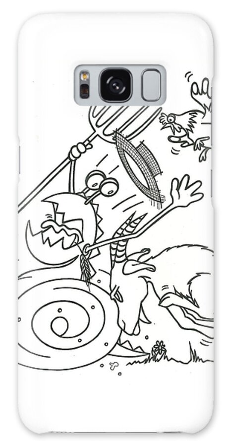 Farm Galaxy Case featuring the drawing Monster getting chased by Konni Jensen