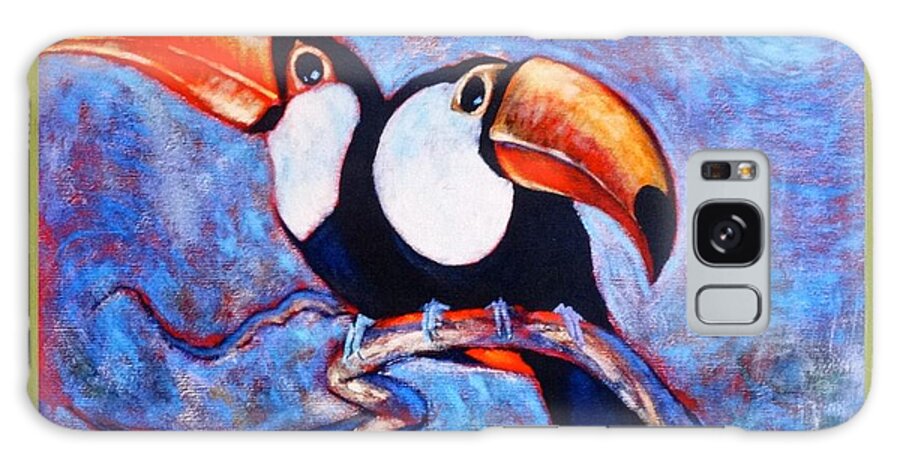 Wild Galaxy Case featuring the painting Moon Light Toucans Two by Charles Munn