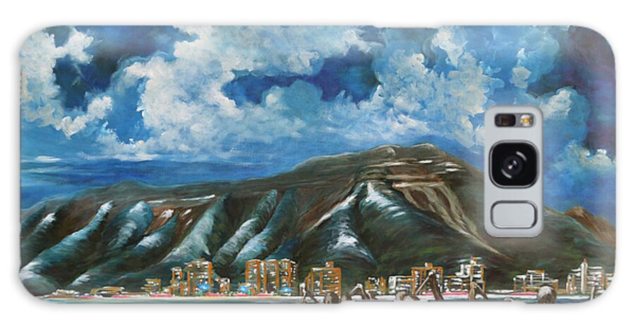 Full Moon Galaxy Case featuring the painting Moon over Diamond Head by Larry Geyrozaga