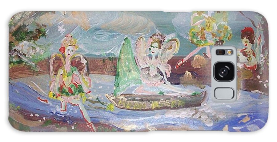 Moon Galaxy Case featuring the painting Moon River Fairies by Judith Desrosiers