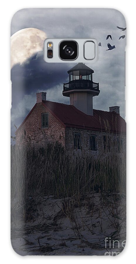 Lighthouse Galaxy Case featuring the photograph Moonlight at East Point by Debra Fedchin
