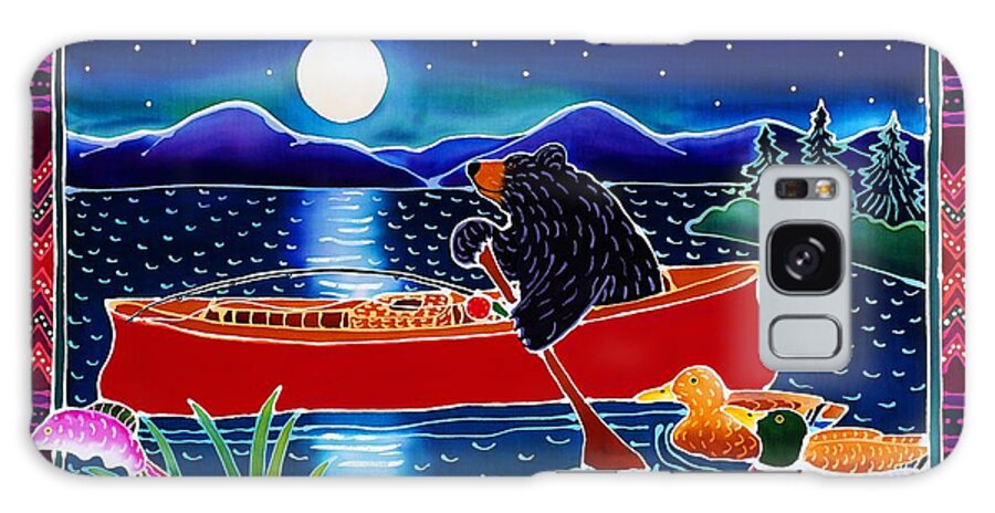 Whimsical Galaxy Case featuring the painting Moonlight on a Red Canoe by Harriet Peck Taylor