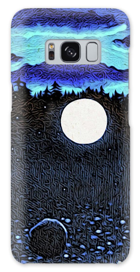 Night Galaxy S8 Case featuring the digital art Moonlit Beach by Paisley O'Farrell