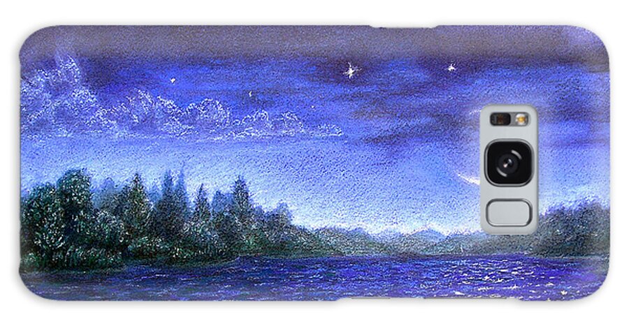 Moonlit Galaxy Case featuring the pastel Moonlit Lake by Michael Heikkinen