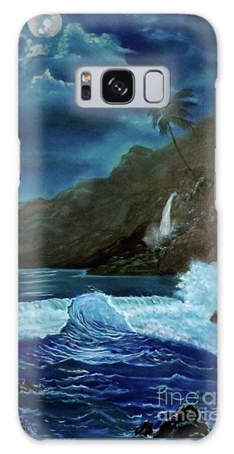 Seascape Galaxy Case featuring the painting Moonlit Wave by Jenny Lee