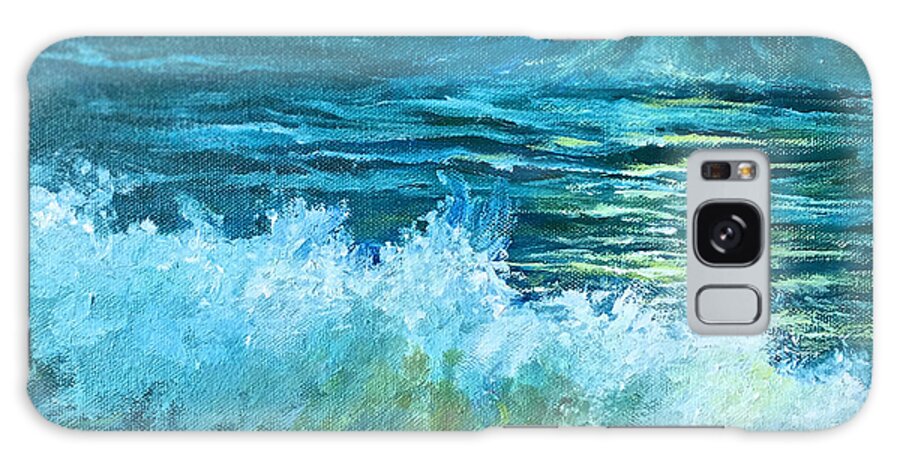 Ocean Paintings Galaxy Case featuring the painting Moonlit Waves by Maryann Boysen