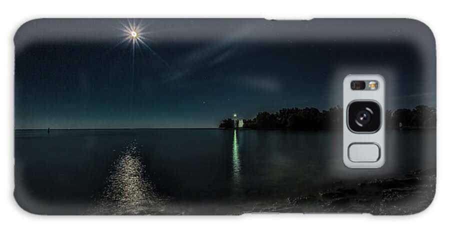 Blue Galaxy Case featuring the photograph Moonllight over Pointe Traverse by Roger Monahan