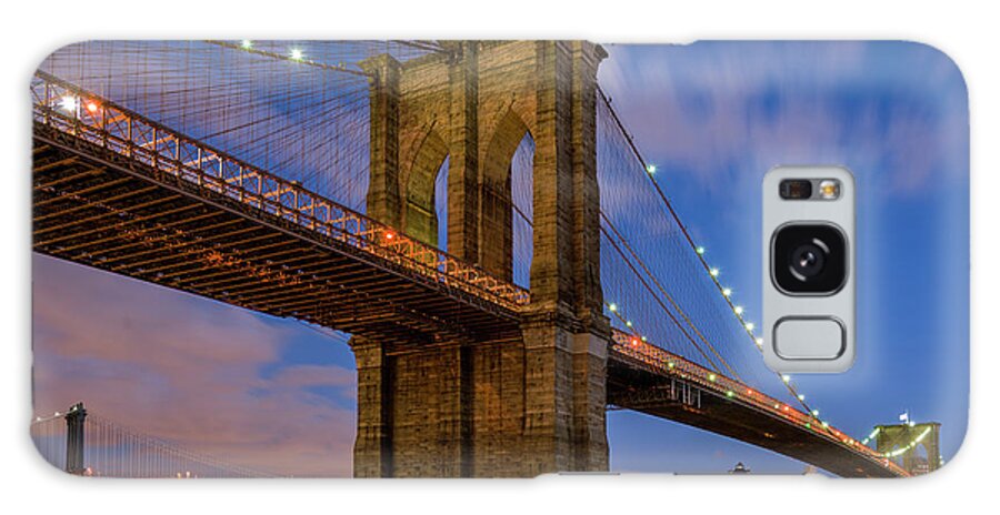 Manhattan Galaxy Case featuring the photograph Moonrise over Brooklyn Bridge by Randy Lemoine