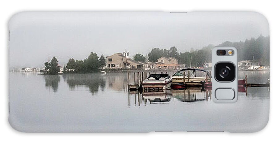 Morning Mist On The Lake Panorama Galaxy Case featuring the photograph Morning Mist on the Lake Panorama by Phyllis Taylor