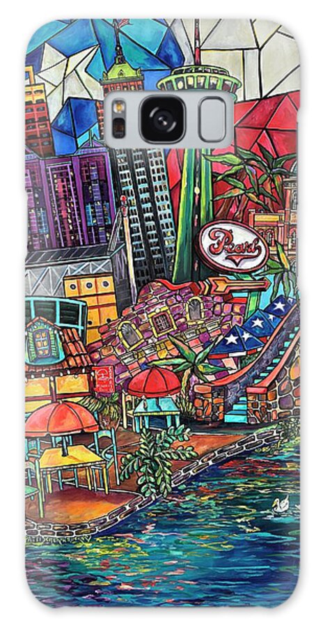 San Antonio Riverwalk Galaxy Case featuring the painting Mosaic River by Patti Schermerhorn