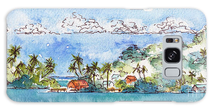 Motu Toopua Galaxy S8 Case featuring the painting Motu Toopua Bora Bora by Pat Katz