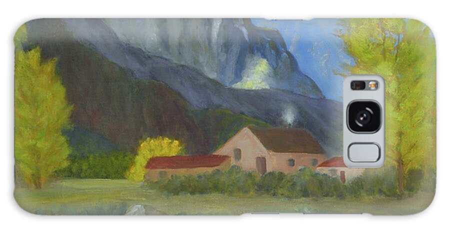 Mountain Country River Fall Snow Landscape Galaxy Case featuring the painting Mountain Life by Scott W White