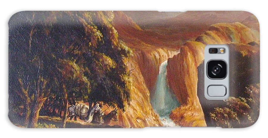 Landscape Galaxy Case featuring the painting Mountain Men by Perry's Fine Art