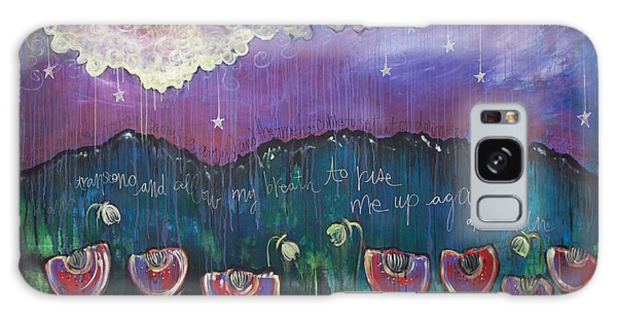 Mountains Galaxy Case featuring the painting Mountain Poppies by Laurie Maves ART