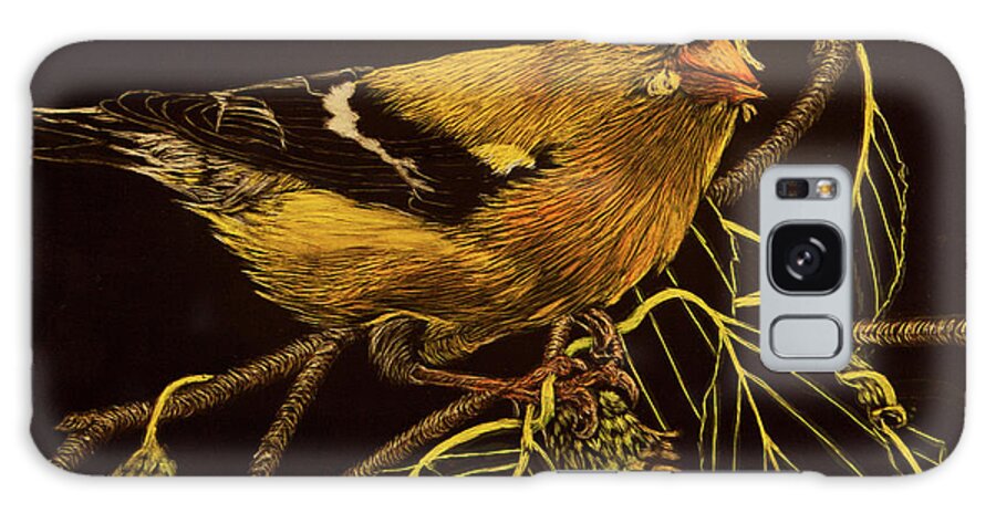 Male Goldfinch Bird Galaxy Case featuring the painting Mr Goldfinch by Margaret Sarah Pardy
