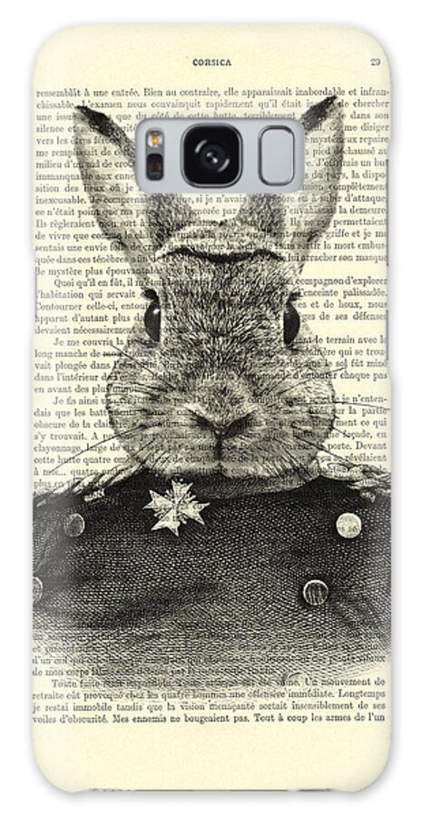 Rabbit Print Galaxy Case featuring the digital art Rabbit portrait in a suit by Madame Memento