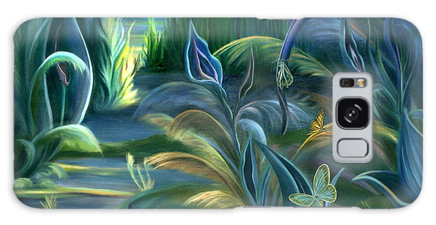 Mural Galaxy Case featuring the painting Mural Insects of Enchanted Stream by Nancy Griswold