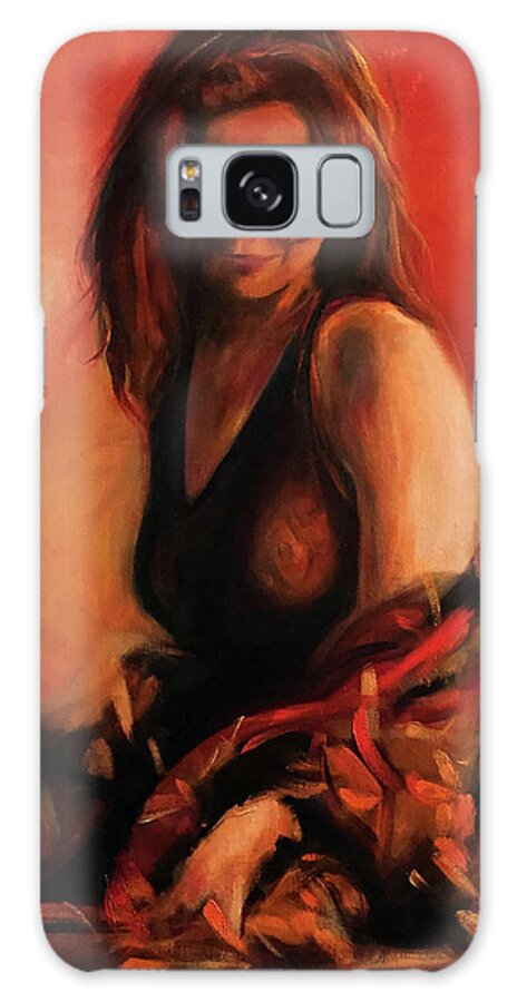  Galaxy Case featuring the painting Muse en Rouge by Josef Kelly