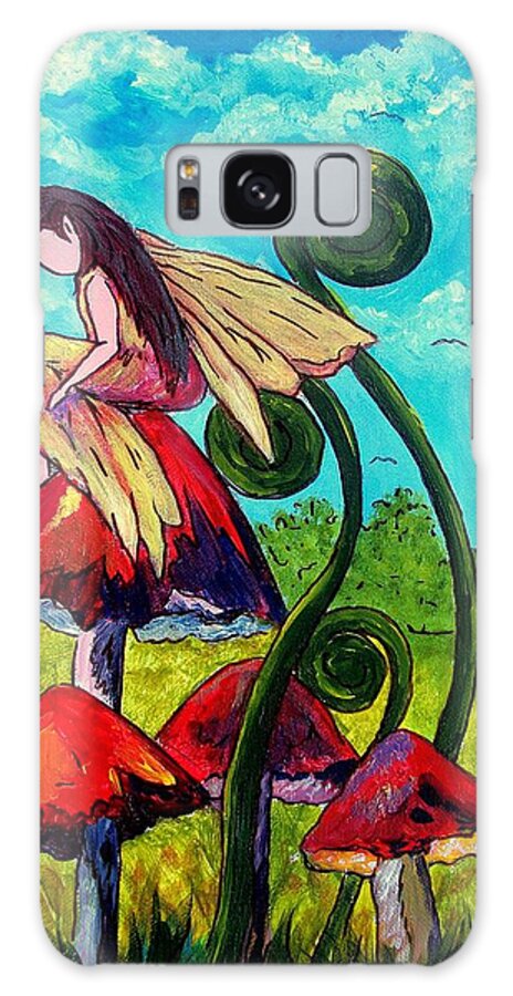 Nature Galaxy Case featuring the painting Mushroom Fairy 3 by Tami Booher