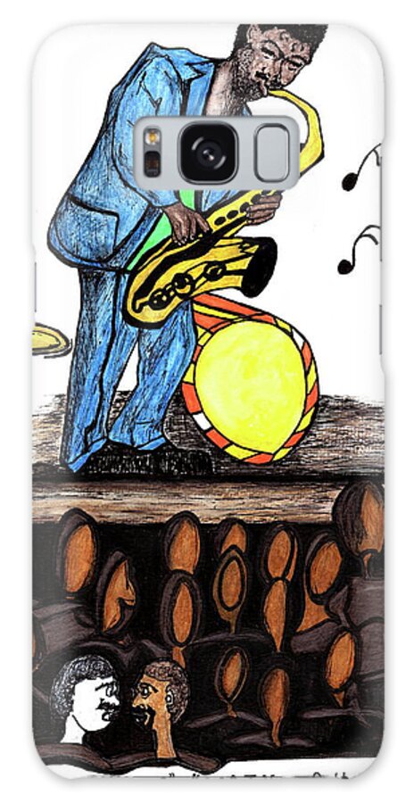 Cartoon Galaxy Case featuring the mixed media Music Man Cartoon by Michelle Gilmore
